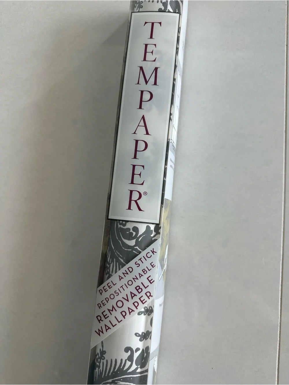 Tempaper Gray & White Damask Peel-and-Stick Wallpaper